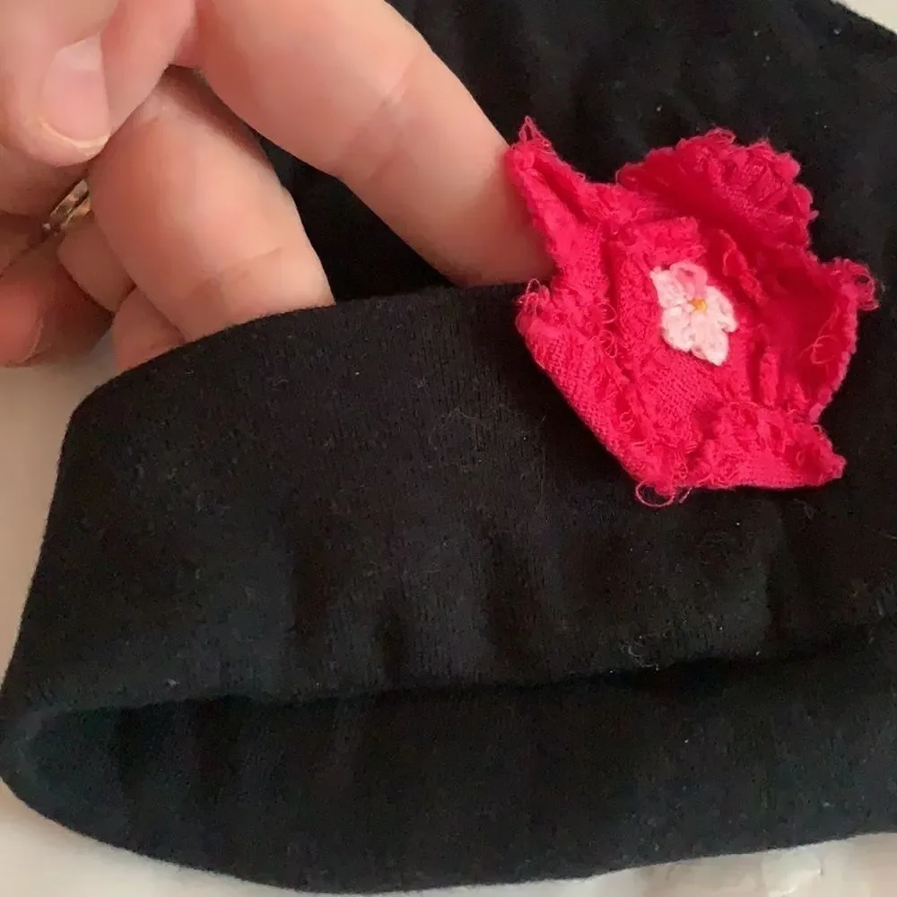 Tega Baby 12-24 month black hat with pink flower